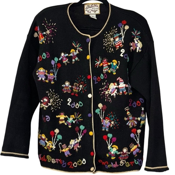 Y2K New Year's Millennium Vintage Christmas Holiday Ugly Sweater Women’s S 2000 - Picture 11 of 16